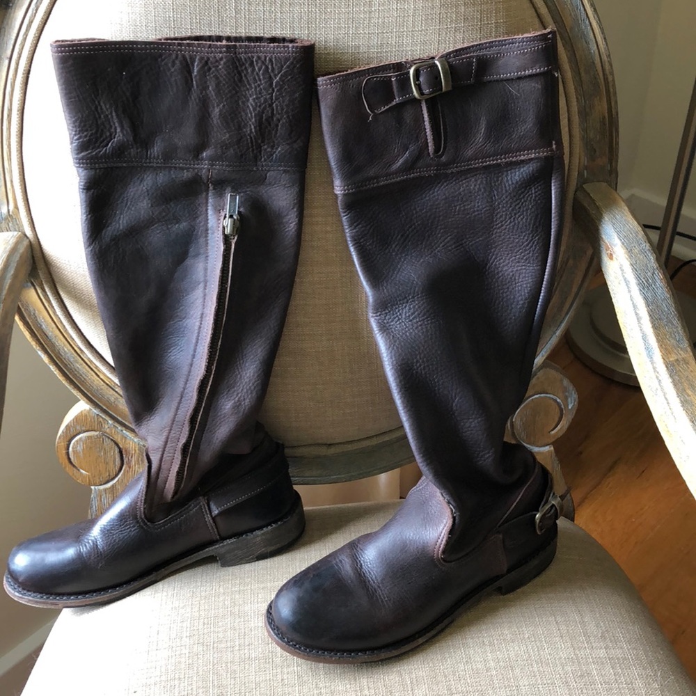 Genuine leather brown riding boots